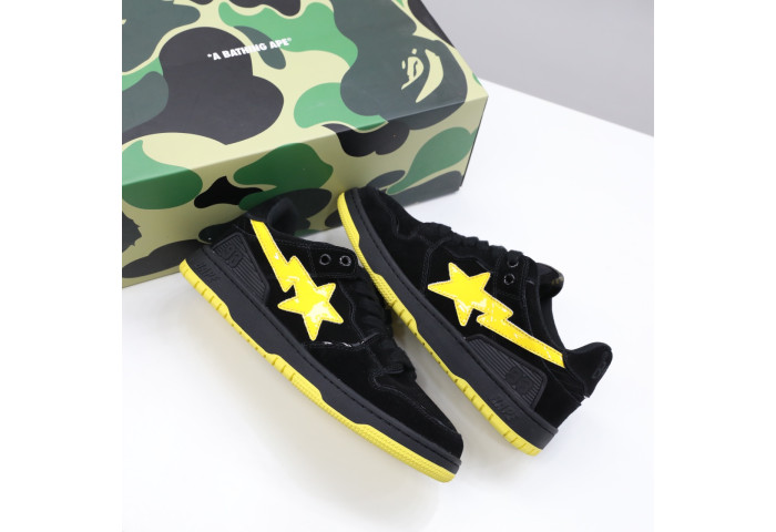 A Bathing Ape Sk8 Sta Black Electric Yellow BA 001FWG701031X