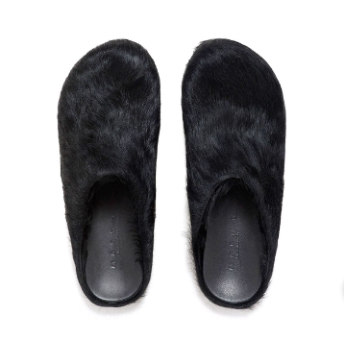 MARNI FUSSBET SABOT CALF-HAIR SLIPPERS