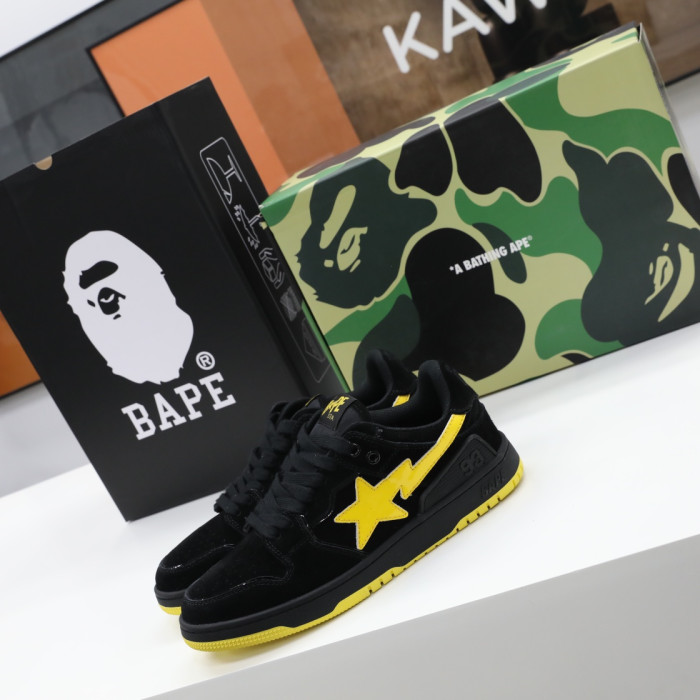 A Bathing Ape Sk8 Sta Black Electric Yellow BA 001FWG701031X