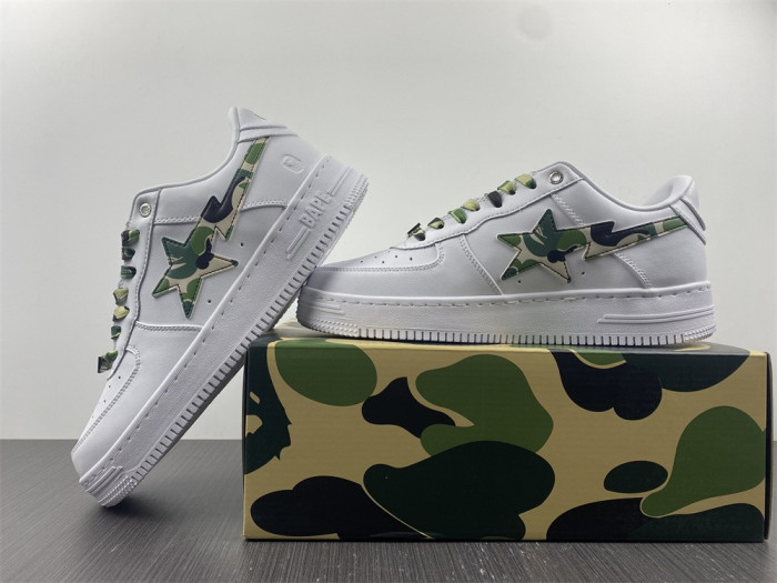 A Bathing Ape Sk8 Sta Low White ABC Camo Green BA001H20191045