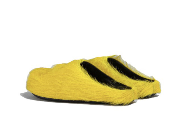 MARNI FUSSBET SABOT CALF-HAIR SLIPPERS