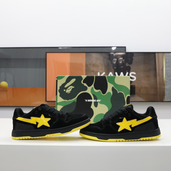 A Bathing Ape Sk8 Sta Black Electric Yellow BA 001FWG701031X