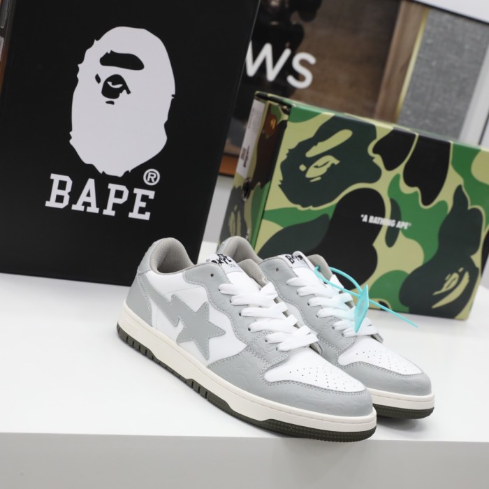 A Bathing Ape Court Sta Light Grey Cream BA001FWG701033X