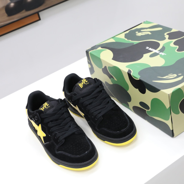 A Bathing Ape Sk8 Sta Black Electric Yellow BA 001FWG701031X