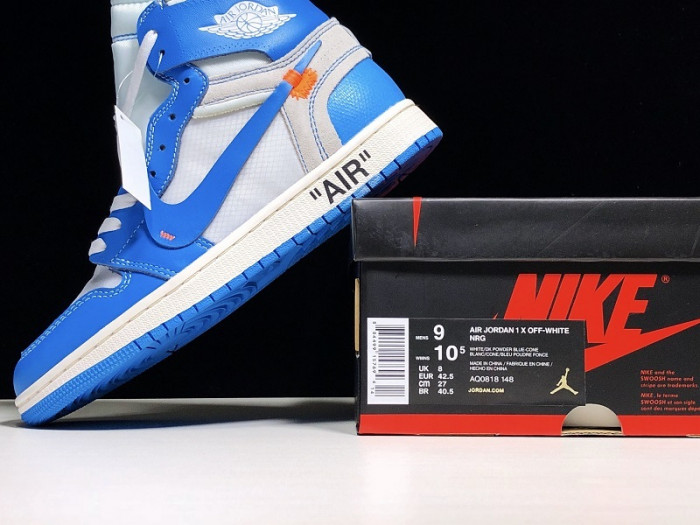 Jordan 1 Retro High Off-White University Blue “UNC”  AQ0818-148