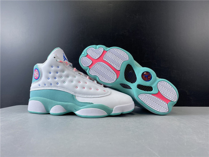 Jordan 13 Retro White Soar Green Pink (GS)  439358-100