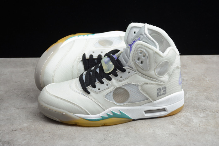 2020 OFF-WHITE X AIR JORDAN 5 GREY/GREEN-WHITE CT8480-105