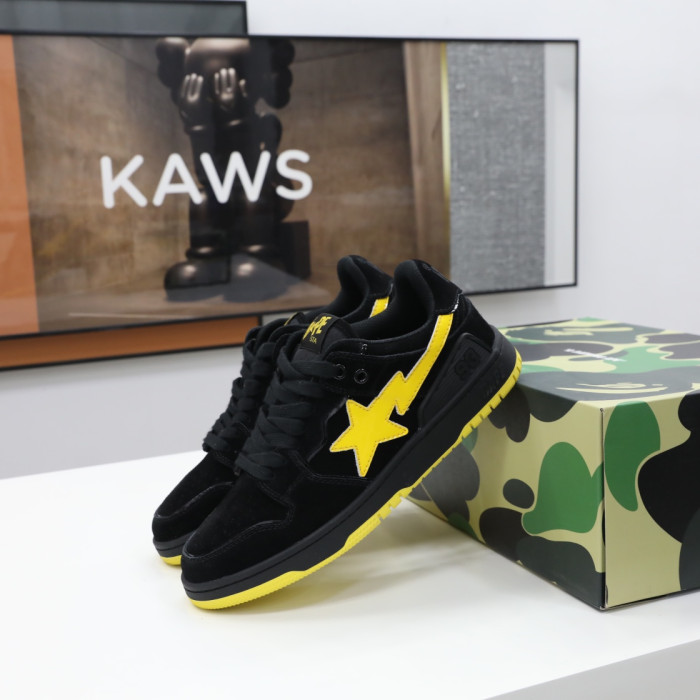 A Bathing Ape Sk8 Sta Black Electric Yellow BA 001FWG701031X