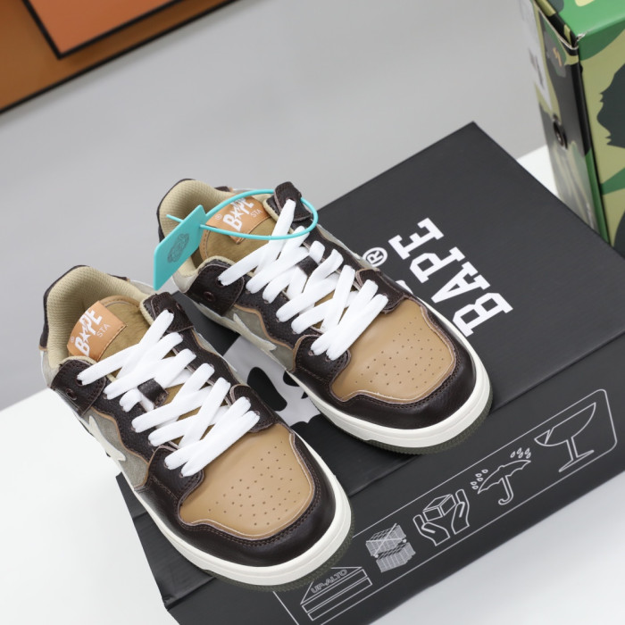 A Bathing Ape SK8 Sta Brown Ivory  BA001FWH801013_BEI_A